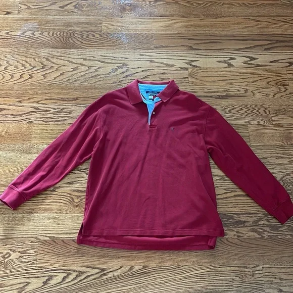 Tommy Hilfiger Burgundy Mens Cotton Button Down - Picture 2 of 4